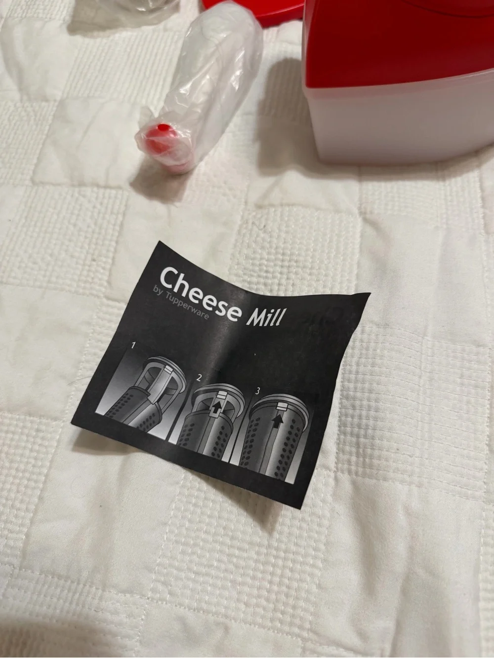 Tupperware Red and White Mini Cheese Mill